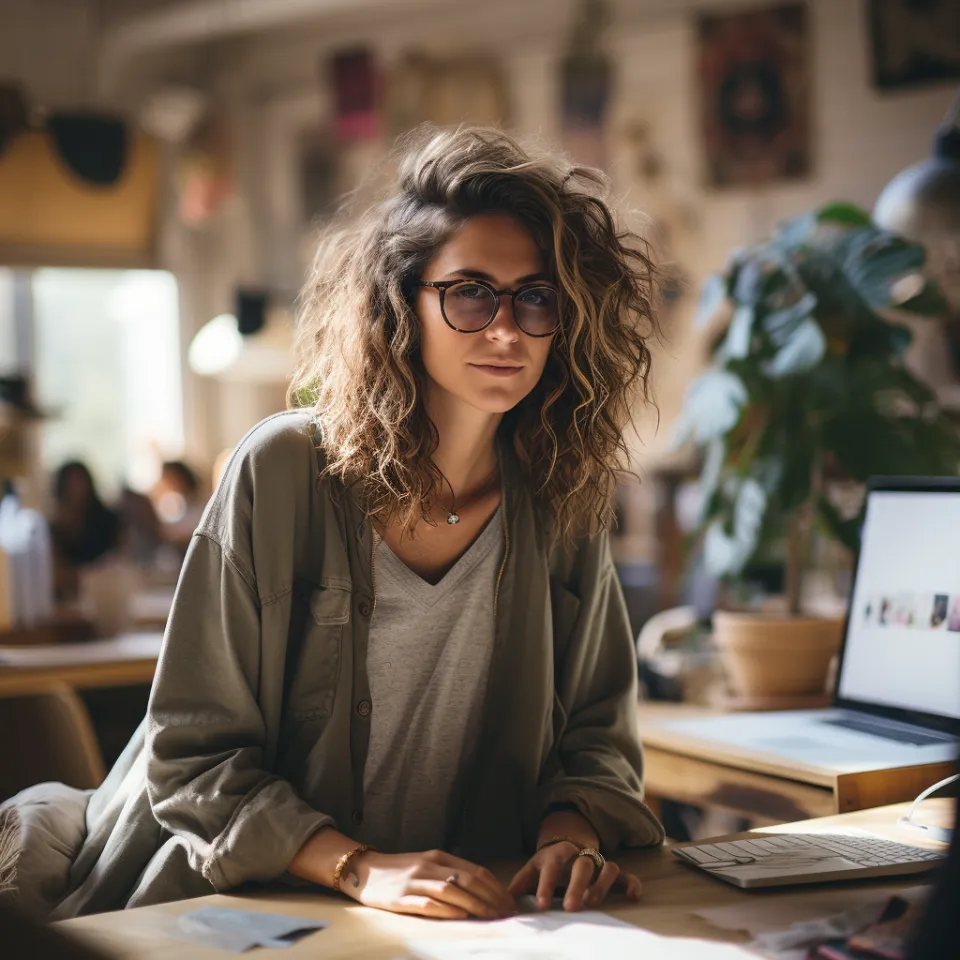 Mulher portuguesa de óculos
